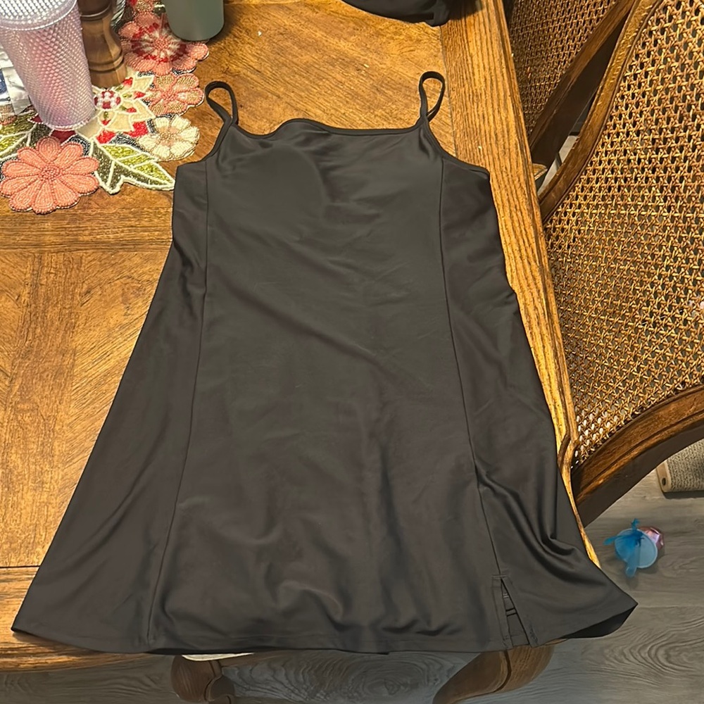 Old Navy Black Active Spaghetti Strap Dress with Shorts